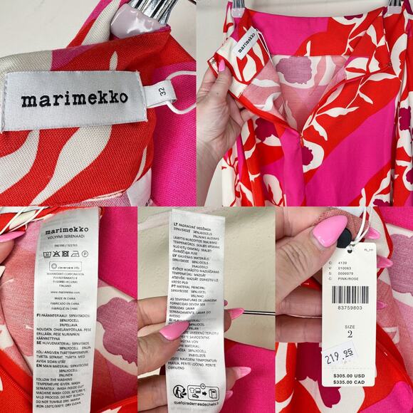 NWT Anthropologie Marimekko Volyymi Serenaadi Pink Red Floral A Line Midi Skirt - Picture 12 of 14